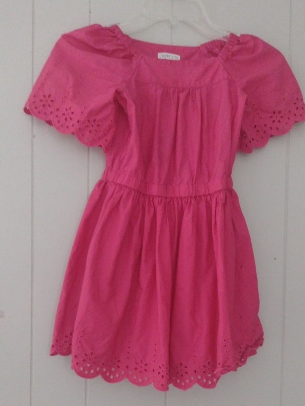 Girls' Crewcuts Hot Pink Eyelet Hem Summer Dress Small Stains